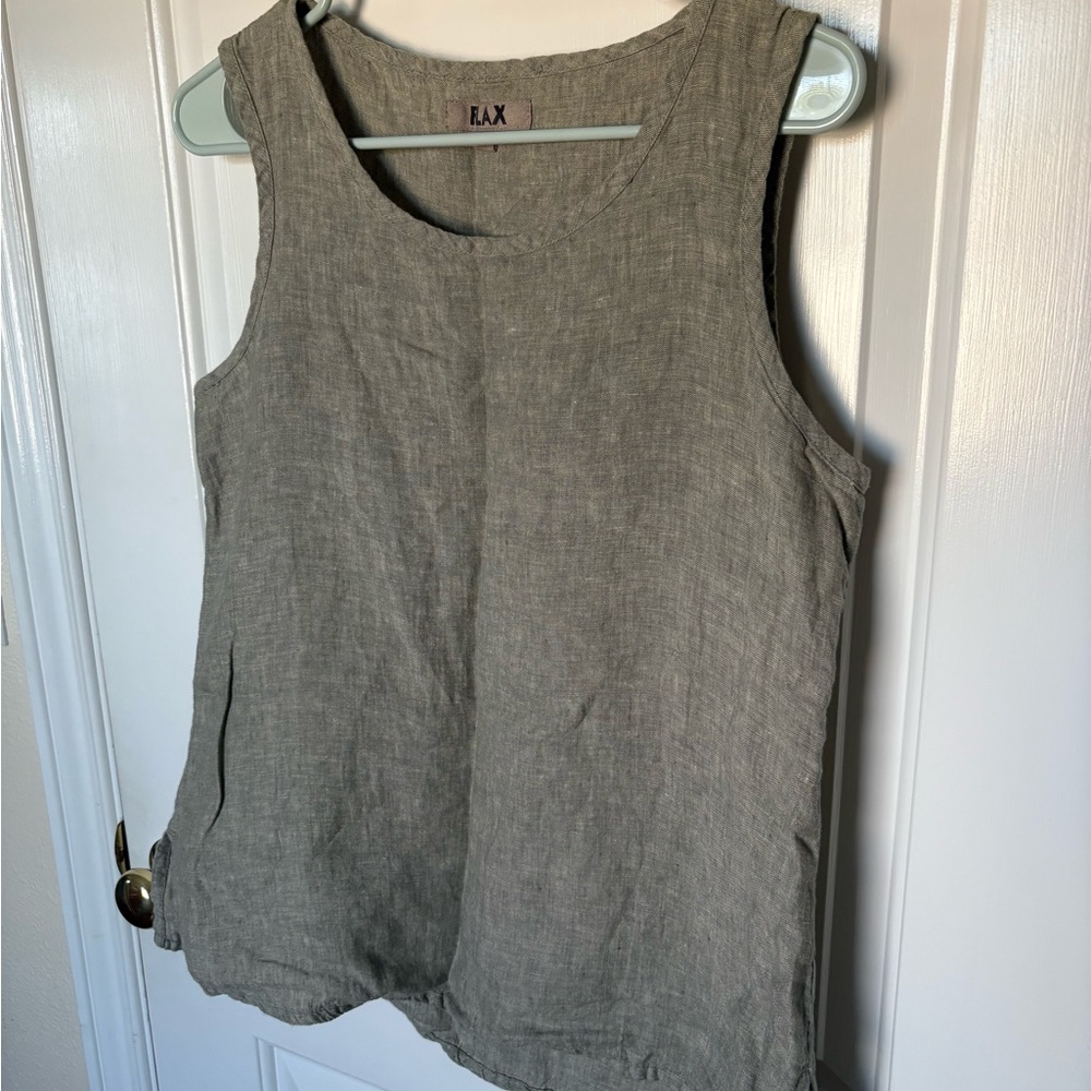 Flax Linen Tank Top in Olive Gray